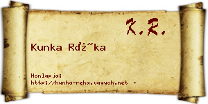 Kunka Réka névjegykártya